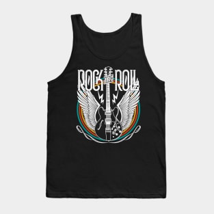 Distressed Vintage Retro 80s Rock & Roll Music Guitar Wings Tank Top